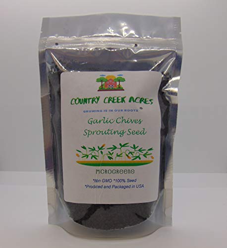 4 oz Garlic Chive Seeds, Non-GMO Microgreen Pure Seed,- Delicious Herb! Microgreens, Sprouting Seeds,- Country Creek LLC. Brand