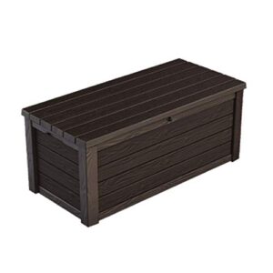 keter eastwood deck box 570 litres - weatherproof durable polypropylene resin construction - extra large storage capacity sturdy ventilated box
