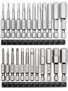 allen wrench drill bit set (premium 24pc complete sae and metric set) /w storage case and bit holder - hex shank magnetic bit set - the gifd collection - fortified s2 steel - long 2in heads for drills