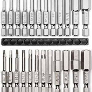 Allen Wrench Drill Bit Set (PREMIUM 24pc COMPLETE SAE and METRIC SET) /w Storage Case and Bit Holder - Hex Shank Magnetic Bit Set - THE GIFD COLLECTION - Fortified S2 Steel - Long 2in Heads for Drills