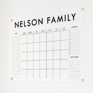 large acrylic calendar, dry erase monthly acrylic calendar, dry erase wall calendar