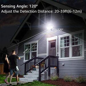 EMANER Security Lights Outdoor, Flood Lights Hardwired AC Power, Motion Sensor/Dusk to Dawn/ 6Hrs/Eco Dim 4 Working Modes, 5000K Daylight, Exterior Security Floodlight for Yard/Garage/Patio, 2Pack