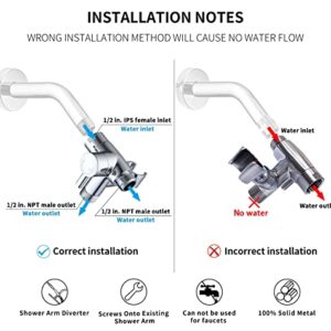 G-Promise Solid Metal Shower Arm Diverter with Handshower Mount for Hand Held Showerhead and Fixed Spray Head ∣ G 1/2 3-Way Bathroom Universal Shower System Replacement Part (Polished Chrome)