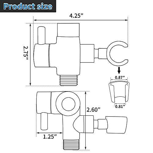 G-Promise Solid Metal Shower Arm Diverter with Handshower Mount for Hand Held Showerhead and Fixed Spray Head ∣ G 1/2 3-Way Bathroom Universal Shower System Replacement Part (Polished Chrome)