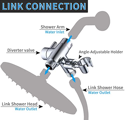 G-Promise Solid Metal Shower Arm Diverter with Handshower Mount for Hand Held Showerhead and Fixed Spray Head ∣ G 1/2 3-Way Bathroom Universal Shower System Replacement Part (Polished Chrome)