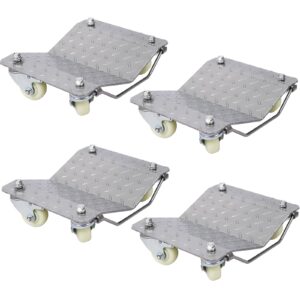 goujxcy vehicle dolly, set of 4 auto wheel dolly car tire dolly, skates wheel car dolly ball bearings skate makes moving a car easy furniture movers, total 6000lbs weight capacity (silver)