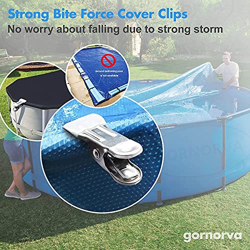 GORNORVA 30 PCS Swimming Pool Above Ground Winter Cover Clips Secure Your Winter Pool Cover Attaches to Top Rail Wind Guard Clips Multifunctional Metal Clips Towel Clips Spring Clamps