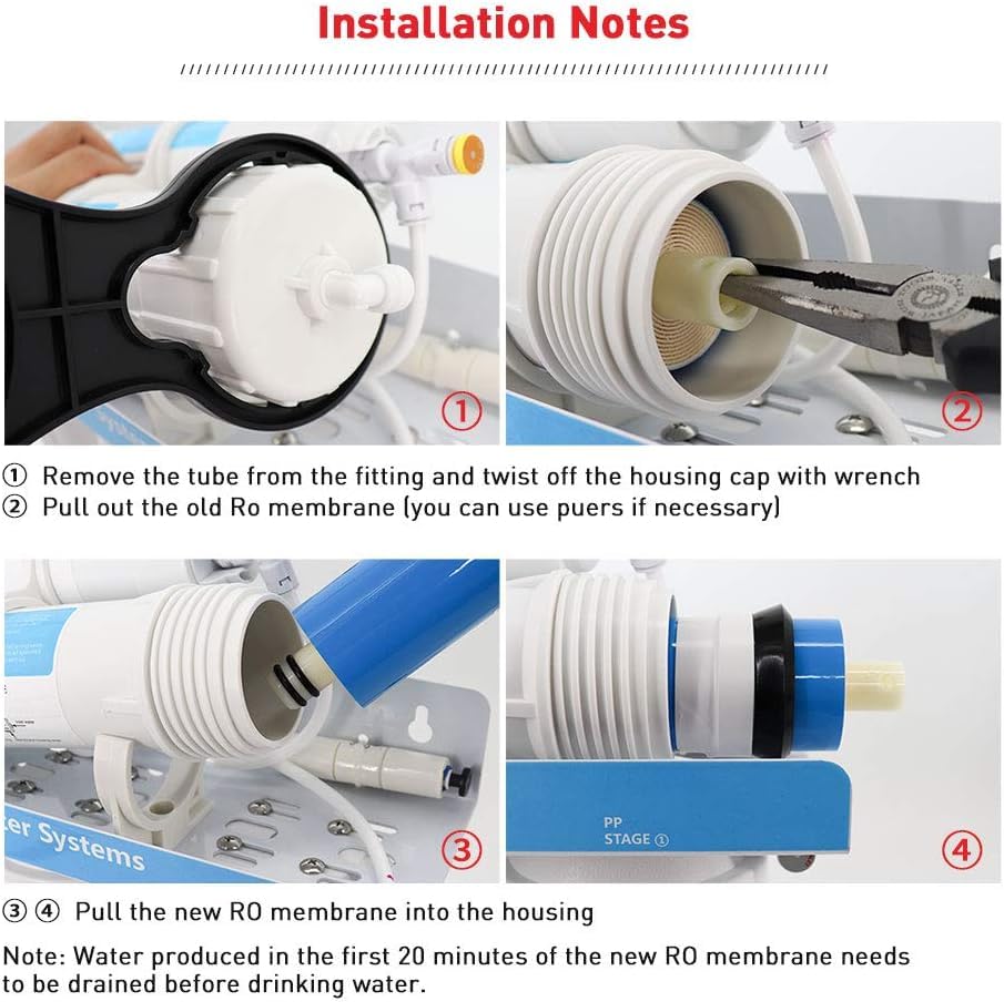 Universal Reverse Osmosis Membrane, 125GPD RO Membrane Replacement Element 12" x 2" Water Filter Replacement for Undersink Home Drinking RO Water Filtration System