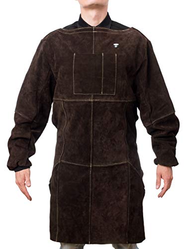 Waylander OTTAR Leather Welding Shop Apron for Men; Long Heavy Duty Work Apron