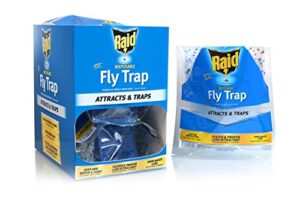 raid fly trap (6-pack), outdoor fly trap, disposable fly trap bag, house fly trap with food-based attractant