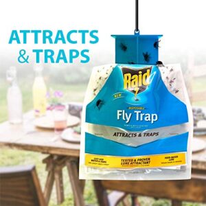 Raid Fly Trap (6-Pack), Outdoor Fly Trap, Disposable Fly Trap Bag, House Fly Trap with Food-Based Attractant