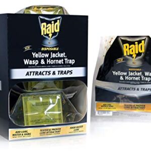 Raid Yellow Jacket and Wasp Trap (3-Pack), Outdoor Wasp Trap, Disposable Wasp and Yellow Jacket Trap Bag with Food-Based Attractant