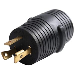 leisure cord rv 3-prong male generator adapter plug converter, nema l5-30p male to14-50r female 30a / 50amp (3-prong 50 amp)
