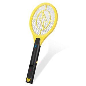 flexzion electric mosquito zapper racket 17" electric rechargeable bug swatter usb charging, for bedroom patio bites yard boat camping car decks indoor outdoor - yellow
