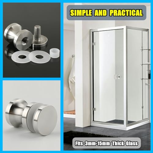 Alise Shower Glass Door Handle,Sliding Shower Doors Knob,One Sided Pull Hardware Replacement Parts for Bathroom Glass Doors,L9000-LS Solid SUS304 Stainless Steel Brushed Nickel