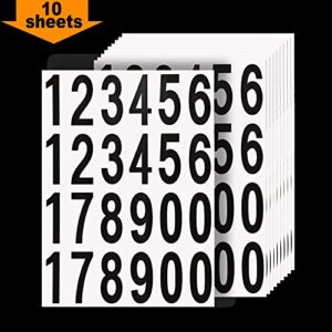 Outus 240 Pieces 10 Sheets Numbers Stickers Mailbox Numbers Self Adhesive Vinyl Numbers for Residence and Mailbox Signs (2 Inch, Black on White)