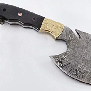 Damascus Steel Blade Axe Hatchet Gut Hook Tomahawk Hunting Knife Camping Hiking SM23