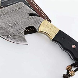 Damascus Steel Blade Axe Hatchet Gut Hook Tomahawk Hunting Knife Camping Hiking SM23