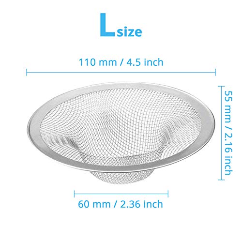 KUFUNG Sink Strainer, Basket Stainless Steel Bathroom Sink Stopper, Utility, Slop, Kitchen and Lavatory Sink Drain Strainer Hair Catcher (4.5 inch)