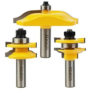 wsoox 3 pcs router bit set, raised panel cabinet door making router bit set, ogee rail and stile router bit set, professional carbide milling cutters for woodworking (1/2-inch shank)