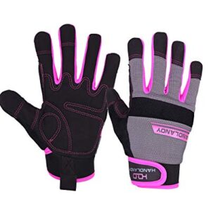 HANDLANDY Utility Work Gloves Women, Flexible Breathable Yard Work Gloves, Thin Mechanic Working Gloves Touch Screen (Medium)