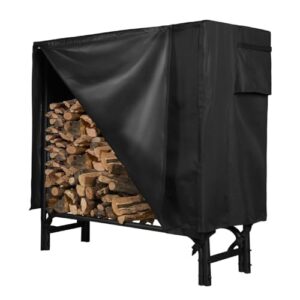 gaspro 4ft firewood rack outdoor with cover, includes thickened & widened rungs, heavy duty log rack wood holder, easy to assemble