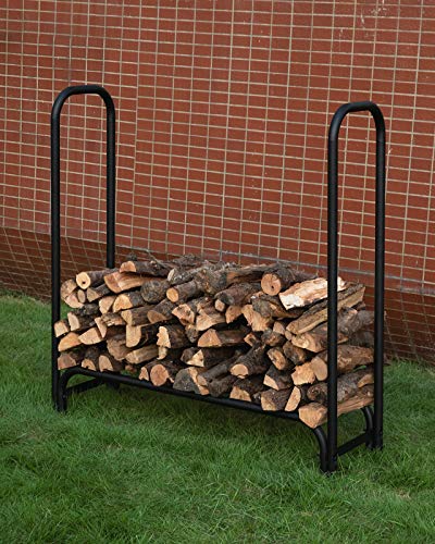 GASPRO 4FT Firewood Rack Outdoor with Cover, Includes Thickened & Widened Rungs, Heavy Duty Log Rack Wood Holder, Easy to Assemble