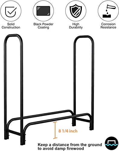 GASPRO 4FT Firewood Rack Outdoor with Cover, Includes Thickened & Widened Rungs, Heavy Duty Log Rack Wood Holder, Easy to Assemble