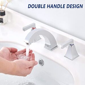 HOMELODY Widespread Bathroom Faucet 8 Inch, 2 Handle Bathroom Sink Faucet, 3 Hole Lavatory Faucet with Pop Up Drain, Chrome