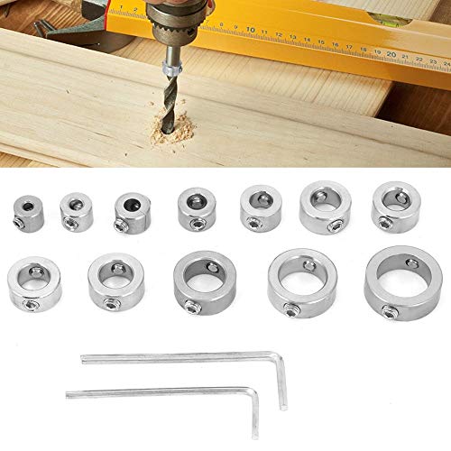 YWBL-WH 12PCS Stop Collar Set 3-16mm Drill Stop Bit Collar Set Drill Depth Stop Bit Collar Set Drilling Limit Ring