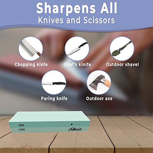 Whetstone Sharpening Stone 400/1000 Grit Kit,Whetstone Knife Sharpener Stone With Non-Slip Base,Chef Wet Stone For Knives,Blades,Waterstone Kitchen Gadgets