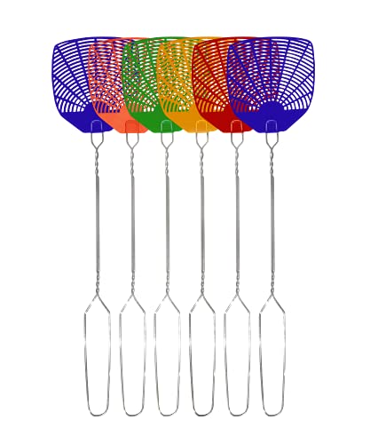 Supreme Bug & Fly Swatter 6-Pack – Braided Metal Handle 6 Pack Fly Swatters, Multi Pack Colors, – for Indoor/Outdoor – Flyswatter (21 inch- Set of 6)