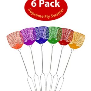 Supreme Bug & Fly Swatter 6-Pack – Braided Metal Handle 6 Pack Fly Swatters, Multi Pack Colors, – for Indoor/Outdoor – Flyswatter (21 inch- Set of 6)