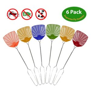 Supreme Bug & Fly Swatter 6-Pack – Braided Metal Handle 6 Pack Fly Swatters, Multi Pack Colors, – for Indoor/Outdoor – Flyswatter (21 inch- Set of 6)