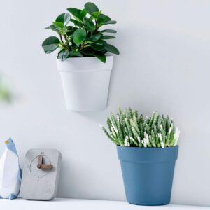 Difcuy Flower Pot，Semicircle Plant Bonsai Flower Pot Planter Bucket Wall Mount Office Home Decor Garden Tools Blue