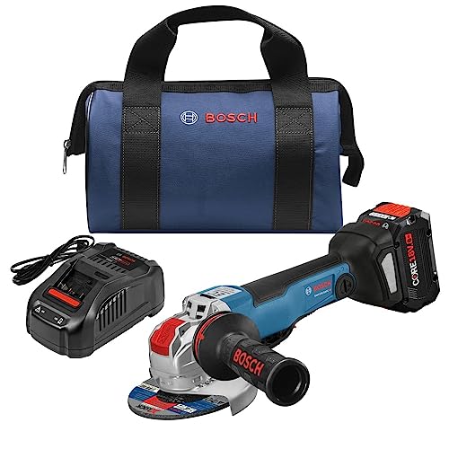 BOSCH GWX18V-50PCB14 18V X-LOCK Brushless Connected-Ready 4-1/2 In. – 5 In. Angle Grinder Kit with (1) CORE18V® 8 Ah High Power Battery,Black