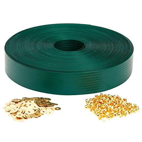 Chain Link Fence Slats, Privacy Screen Covering Tape Roll with Brass Fasteners, Weave Panel Design for Home, School, Business, Stadiums (1.8 in x 246 ft, Green)