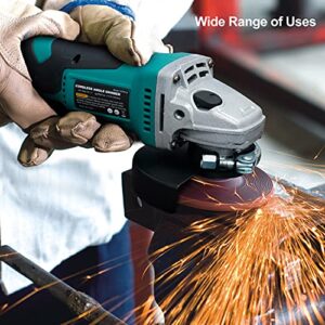 Kinswood Brushless Cordless Angle Grinder 20V 4-1/2” Cut-Off 3.0Ah Lithium-ion Battery & Fast Charger w/Cutting Wheel & Grinding Wheel