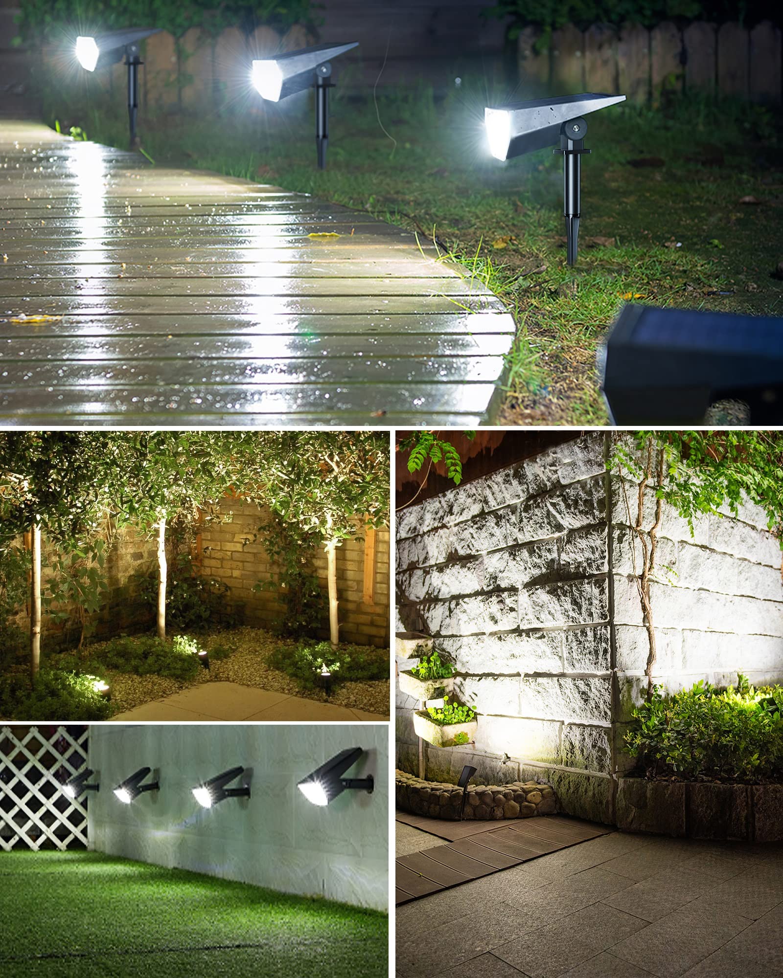 Biling Solar Spot Lights Outdoor, Bright 700 Lumen Solar Lights Outdoor Waterproof IP67, Solar Landscape Lights Uplights for House Patio Pathway Yard Garden Driveway Pool - White(4 Pack)