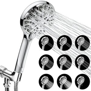 luxsego filtered shower head with handheld spray for skin and hair care, high pressure shower heads with filters for hard water, hydro jet showerhead set includes hose, bracket and mineral beads