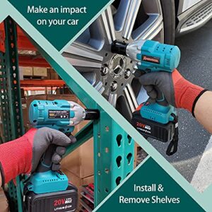 Kinswood Cordless Impact Wrench, 1/2 Chuck Impact Driver/Drill/Screws with 3100RPM Variable Speed, Torque 320 ft-lbs,20v 2xLithium-Ion 3.0AH Battery Pack Safety Lock Design