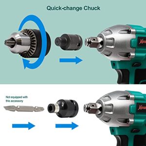 Kinswood Cordless Impact Wrench, 1/2 Chuck Impact Driver/Drill/Screws with 3100RPM Variable Speed, Torque 320 ft-lbs,20v 2xLithium-Ion 3.0AH Battery Pack Safety Lock Design