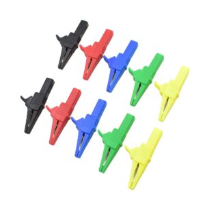 5 colors 10pcs 1000v 32a heavy duty full insulated automotive car battery alligator clips electrical test clips with 4mm banana jack socket terminals for multimeter test leads