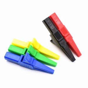 5 Colors 10Pcs 1000V 32A Heavy Duty Full Insulated Automotive Car Battery Alligator Clips Electrical Test Clips with 4mm Banana Jack Socket Terminals for Multimeter Test Leads