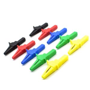 5 Colors 10Pcs 1000V 32A Heavy Duty Full Insulated Automotive Car Battery Alligator Clips Electrical Test Clips with 4mm Banana Jack Socket Terminals for Multimeter Test Leads