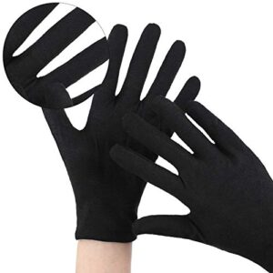 60 Pieces Glove Soft Stretchy Working Glove Costume Reusable Large Mitten for Inspection Photo Jewelry Silver Coin Archive Serving Costume, Cotton Gloves for Women Men Eczema Moisturizing Spa (Black)