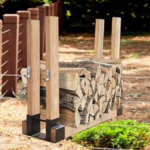 Zantle Outdoor and Indoor Firewood Log Rack Bracket Kit, Fireplace Wood Storage Holder - Adjustable to Any Length