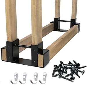 zantle outdoor and indoor firewood log rack bracket kit, fireplace wood storage holder - adjustable to any length