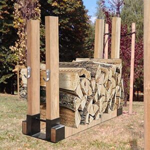 Zantle Outdoor and Indoor Firewood Log Rack Bracket Kit, Fireplace Wood Storage Holder - Adjustable to Any Length