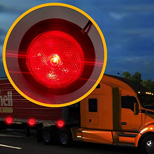 NOVALITE 5X 2.5’’ Round Red Trailer LED Side Marker Lights, Sealed Grommet Flush Mount 4 LEDs Light with Reflective Lens, Truck RV Waterproof Universal 12V, DOT Certified